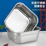 加厚不锈钢方盆沥水盆家用洗菜盆淘米盆水果盆无磁厨房沥水篮漏盆