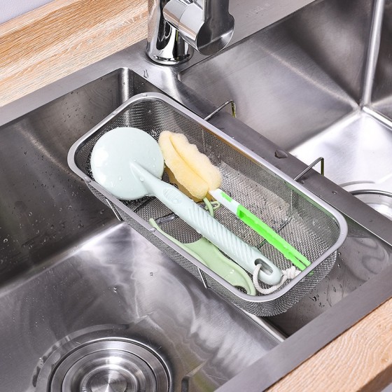 跨境不锈钢水槽沥水篮家用洗菜筐果蔬水果盆滤水篮厨房水槽沥水架