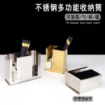 加厚不锈钢筷子筒商用餐厅金色筷子勺子收纳盒汤勺架沥水筒收纳架