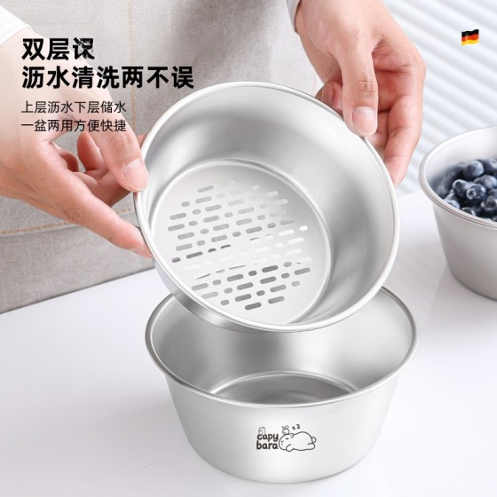 不锈钢沥水篮滤水篮盆家用双层沥水篮厨房洗水果迷你卡通洗菜盆