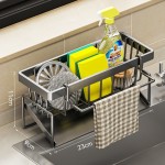 不锈钢厨房置物架沥水架抹布架厨房用品收纳洗菜盆台面置物架免打