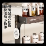 双层厨房调料置物架台面收纳架碳钢木纹调味瓶罐储物架多功能家用