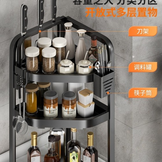 厨房置物架台面角落三角调料架不锈钢家用免打孔转角多层收纳架子