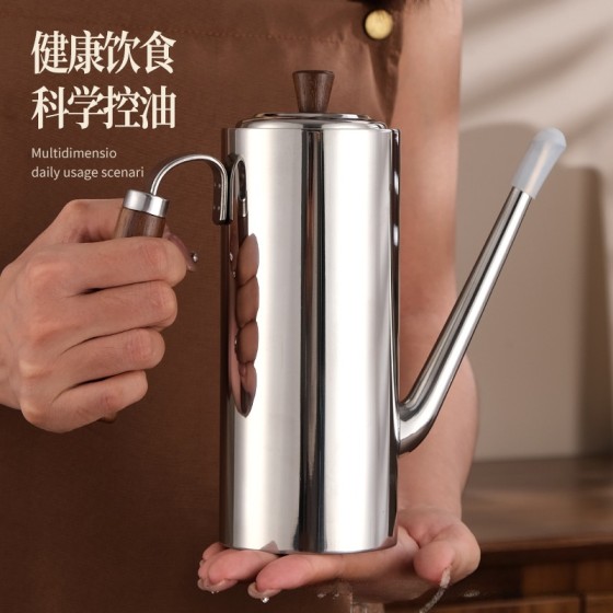 食品级304不锈钢油壶家用带过滤网耐高温厨房专用不挂油罐壶加厚