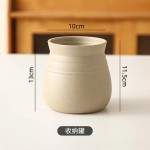 复古陶土收纳罐筷子勺沥水收纳筒创意餐具厨房家用储物罐装饰摆件