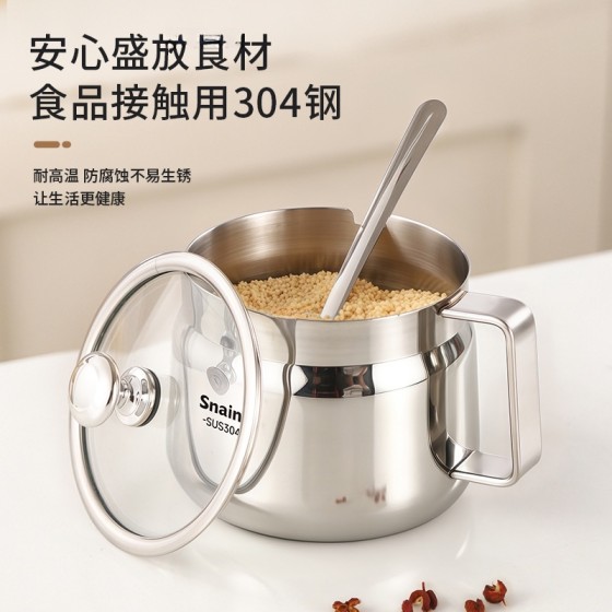 304不锈钢调料罐带盖防尘家用厨房调味罐盐罐鸡精芝麻酱储存罐
