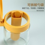 调料罐盐罐带勺透明玻璃调料瓶厨房佐料收纳盒防潮密封翻盖调料盒