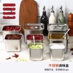 不锈钢方形果酱盆商用烘焙奶茶小料盆家用厨房加厚带盖方形调料罐