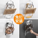 太空铝免打孔锅盖架壁挂放菜板砧板案板收纳架锅盖带接水盘置物架