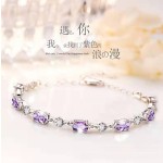 紫水晶手链女镀银韩版网红简约闺蜜生日情人节礼物一件代发链条