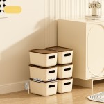 25年新款收纳盒加厚杂物pp收纳箱橱柜收纳整理箱带盖棕色储物筐