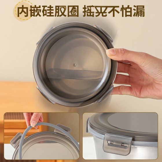 316食品级保鲜盒大容量圆形带盖食物备菜盒户外密封水果收纳盒