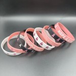 跨境现货关爱硅胶手环粉色丝带Hope Faith女士预防意识爱乳日腕带