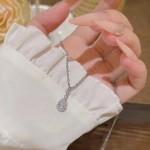 S925纯银镀18K金镶钻水滴型项链女法式小众轻奢高级时尚百搭锁骨