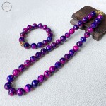 天然粉紫幻彩玛瑙手串diy项链毛衣链直播爆款工厂货源现货批发