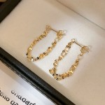 S925纯银镀18K金嘴唇链吻字链长短流苏前后款双层耳钉气质款耳饰