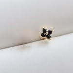 四叶草S925纯银镀18K金黑锆石耳钉精致小巧养耳朵夏天耳饰女