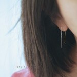 S925纯银耳线日韩银饰短款14K金色耳饰女O型链耳简约耳线女