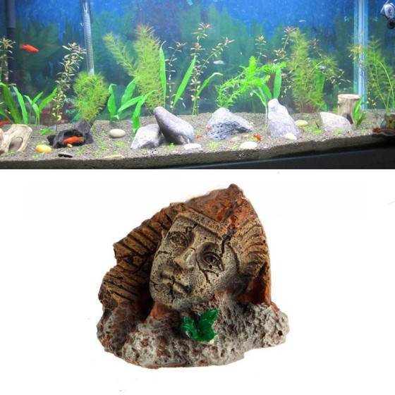 厂家工艺品 鱼缸造景装饰 水族箱复活岛人像埃及法老王爬虫箱摆件
