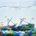 海马气动鱼缸装饰品水族箱造景套餐增氧玩具深海烂船沉船