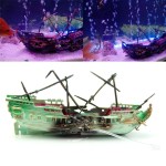 海马气动鱼缸装饰品水族箱造景套餐增氧玩具深海烂船沉船