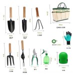 新品发黑木柄园艺工具五件套庭院种花松土铲耙不锈钢材质组合套装