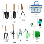 新品发黑木柄园艺工具五件套庭院种花松土铲耙不锈钢材质组合套装
