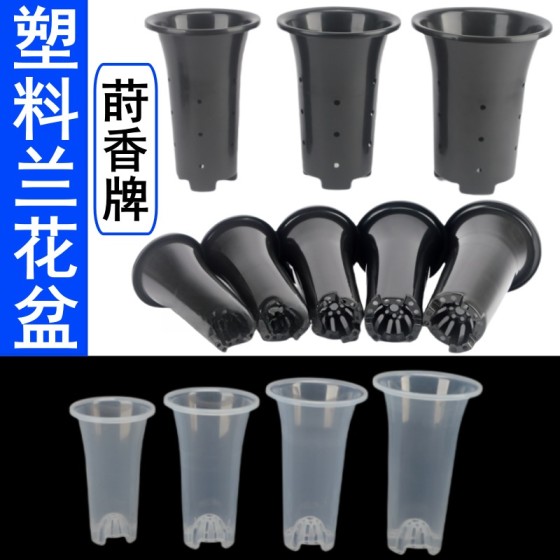 批发莳香牌兰花盆石斛国兰洋兰蝴蝶兰盆加高加厚高底黑色透明花盆