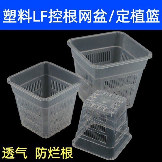 塑料LF控根网盆正方盆鱼缸水培定植篮固定生根盆蝴蝶兰花盆多孔盆