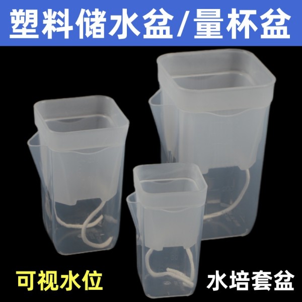 塑料LB量杯盆带刻度储水盆透明水培线吸套盆蝴蝶兰多肉角堇育苗盆