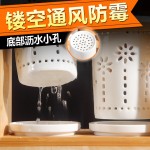跨境供应镂空陶瓷筷架创意厨房用品日式双筒防霉笼筷子笼带接水碟