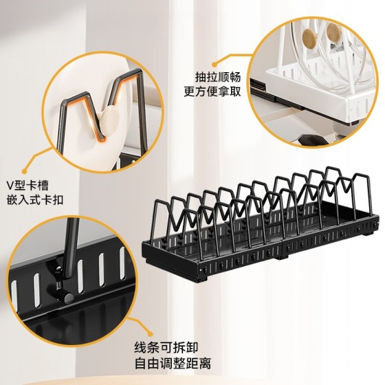 批发锅具收纳架厨房台面橱柜架可调节抽拉式置物神器碗碟锅盖架子