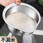 304不锈钢洗米盆斜底盆家用厨房浸泡沥水篮淘米盆水果洗菜盆漏盆
