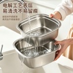 方形不锈钢盆大容量料理盆加厚家用厨房洗菜沥水篮漏盆大铁盆汤盆