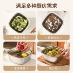 方形不锈钢盆大容量料理盆加厚家用厨房洗菜沥水篮漏盆大铁盆汤盆