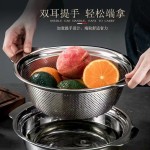 加厚304不锈钢盆双柄沥水篮家用厨房和面盆漏盆料理盆洗菜盆套装
