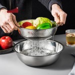 不锈钢米筛三件套沥水篮淘米器厨房用品加厚不锈钢米筛多用盆礼品