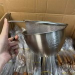 不锈钢料理盆厨房沥水篮过滤盘烘焙打蛋盆刻度带手柄打蛋碗用