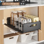 厨房抽拉式置物架橱柜内可伸缩滑轨抽屉放碗碟锅具收纳架调料拉篮