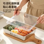 304不锈钢方盘家用备菜盘托盘加厚方盒子冰箱保鲜盒带盖长方形盘