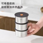 304不锈钢保鲜盒带盖密封冰箱收纳盒饭盒圆形微波炉加跨境出口