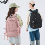 oxgn格纹双肩包女初高中大学生书包ins高颜值15.6寸电脑背包