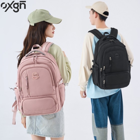 oxgn格纹双肩包女初高中大学生书包ins高颜值15.6寸电脑背包