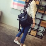 港风黑色双肩包女2026新款潮流百搭菱形格纹大容量背包防盗包女包