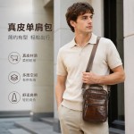 跨境热销款牛皮男包百搭休闲质感单肩包复古通勤小包斜挎包男批发