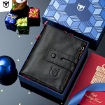 牛船长皮具真皮男钱包竖款休闲短款多功能相册驾驶证头层牛皮钱夹