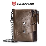 牛船长皮具rfid钱包男真皮复古拉链三折头层牛皮皮夹子Wallet man