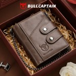 牛船长皮具rfid钱包男真皮复古拉链三折头层牛皮皮夹子Wallet man