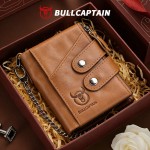 牛船长皮具rfid钱包男真皮复古拉链三折头层牛皮皮夹子Wallet man