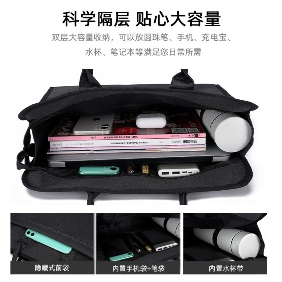 双层拉链手提文件袋办公商务会议公文包大容量文件包资料袋印logo